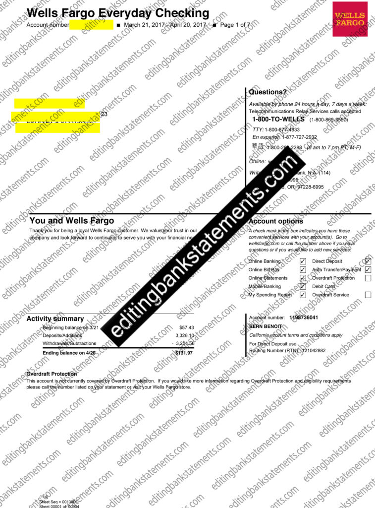 April Bank Statement Sample