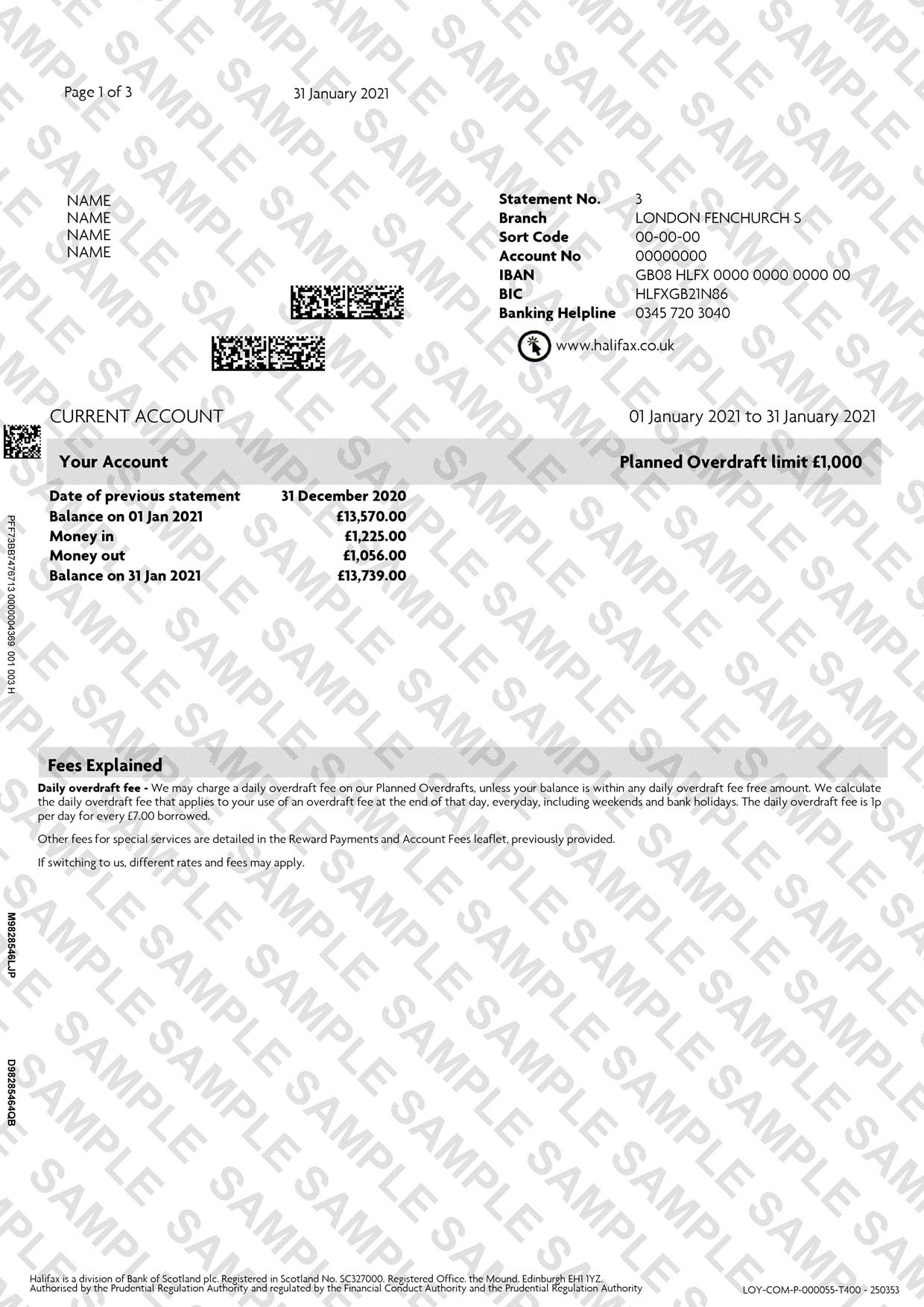 Halifax Bank Statement Sample