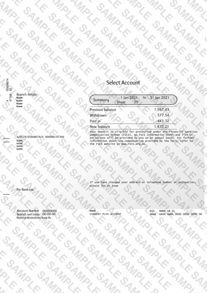 Natwest Bank Statement Sample