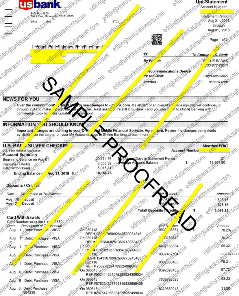 US Bank Statement Sample